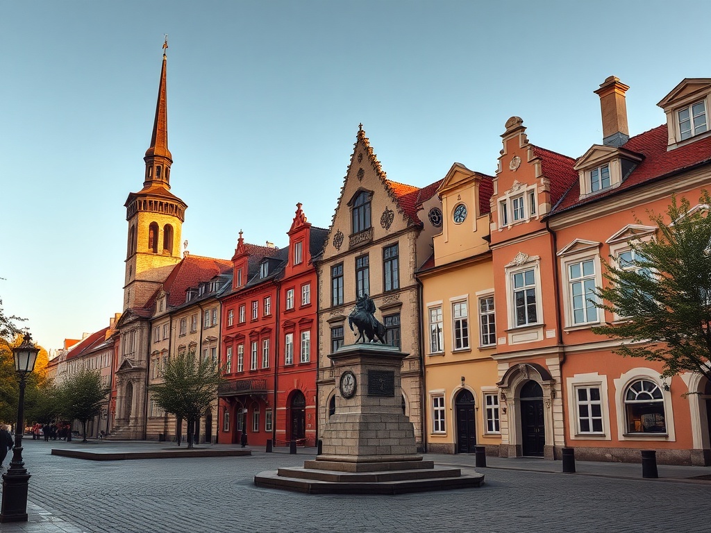 Widok na zabytkowy zamek w Żarach z otaczającym parkiem